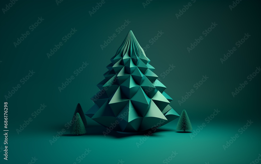 Dark creative color magic christmas tree illustration generation of AI