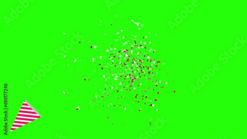 Party popper animation. Animated colorful confetti explosion.