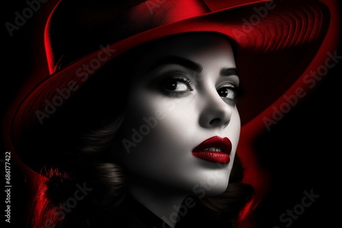 Cinematic Elegance  Mysterious Femme Fatale in Red