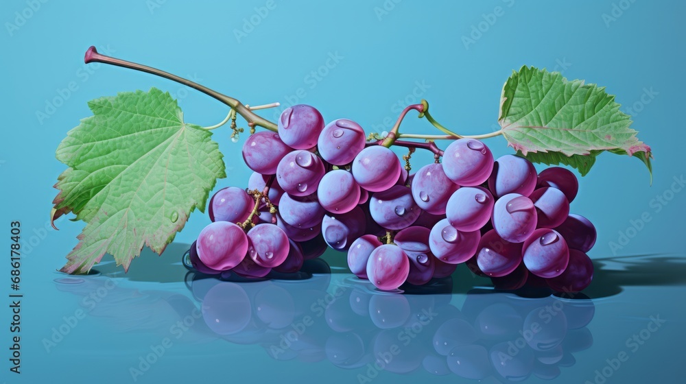 Fototapeta premium grape_fruits_photorealism_style_on_turquoise_background