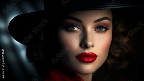 Glamour in Shadows: Enigmatic Woman with Vintage Elegance © Tessa