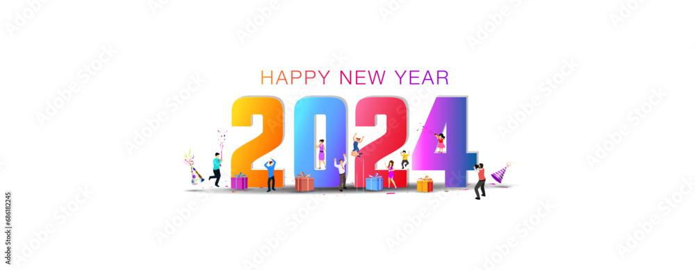 Happy new year 2024 celebration concept design.