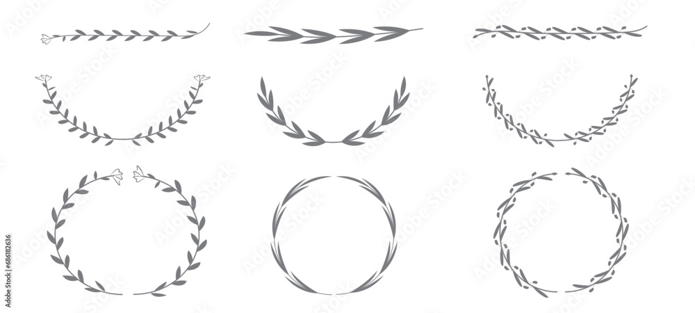 Laurel Wreath Silhouette Collection Set Isolated on White Background - obrazy, fototapety, plakaty 