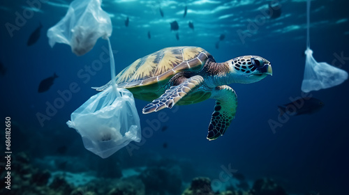 Plastic ocean turtle