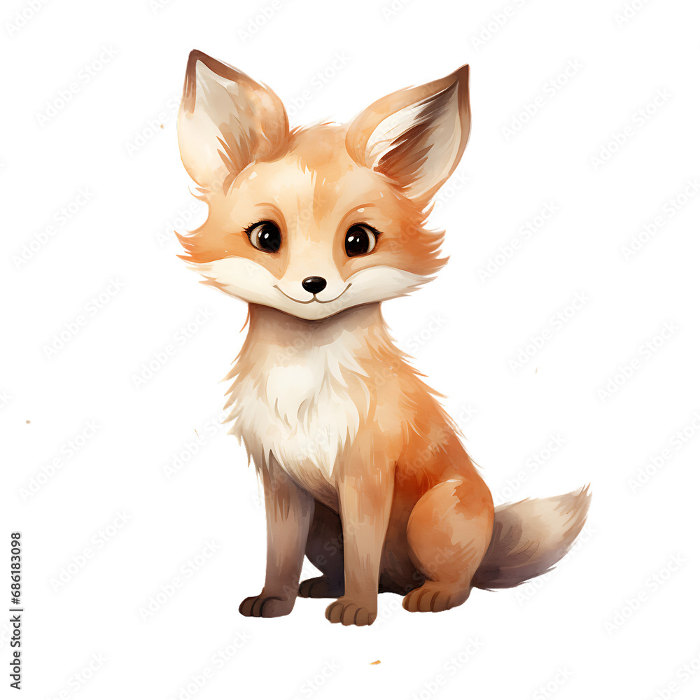 Fototapeta premium Cute Watercolor Fox Illustration