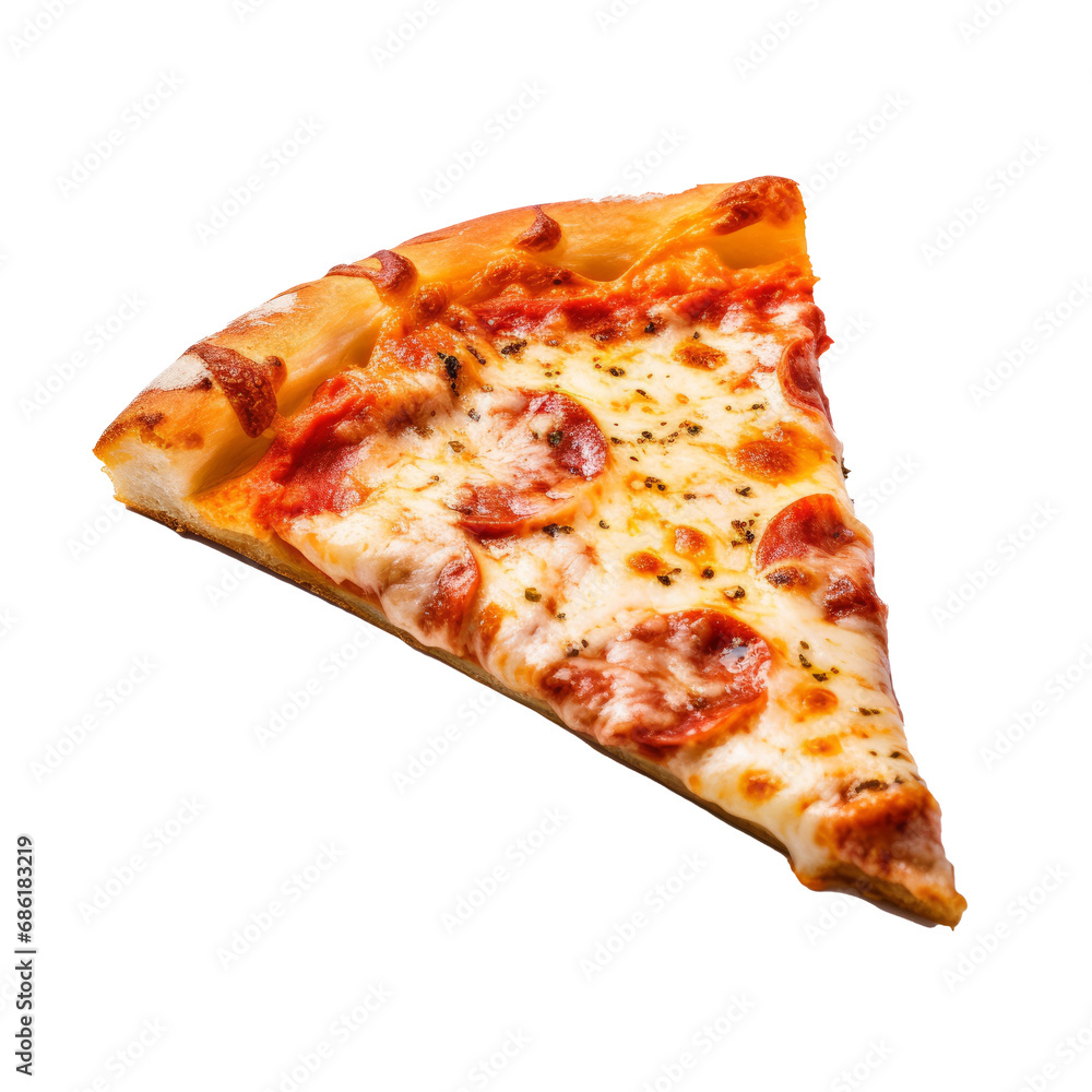 Slice of pizza isolated on transparent background. AI generated. Slice of pizza isolated on transparent background. AI generated.