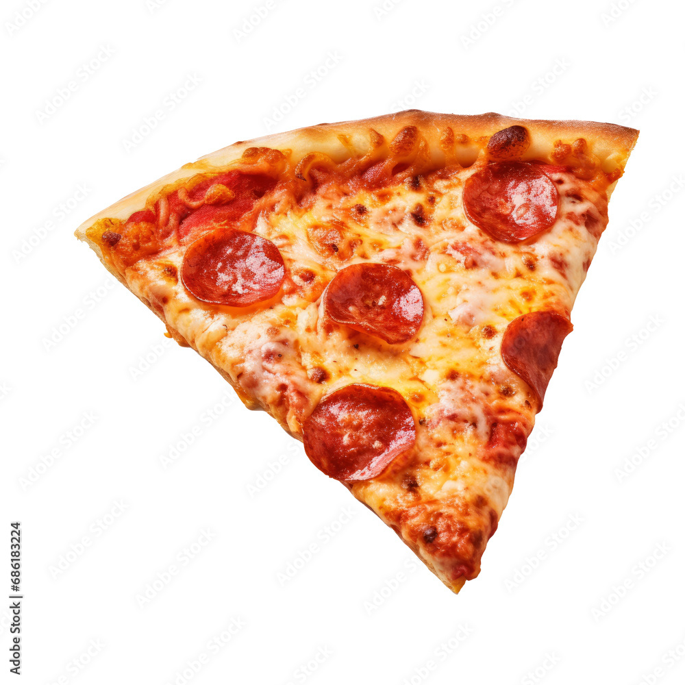 Slice of pizza isolated on transparent background. AI generated. Slice of pizza isolated on transparent background. AI generated.