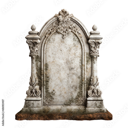 Tombstone gravestone isolated on transparent background. AI generated. photo
