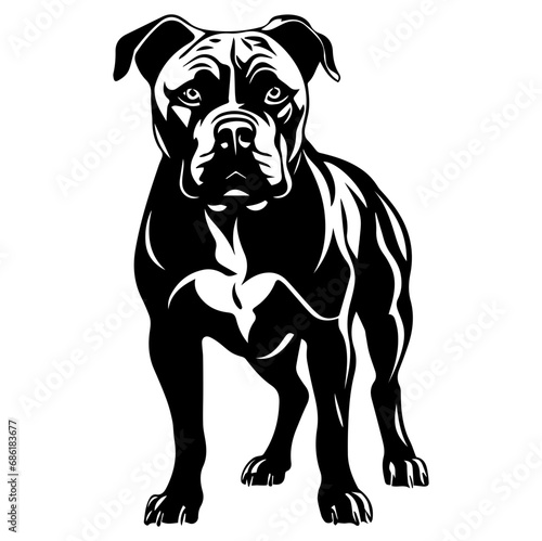 Staffordshire bull terrier dog silhouette illustration, Friendly Staffordshire bull terrier dog Logo Monochrome Design, Generative AI.