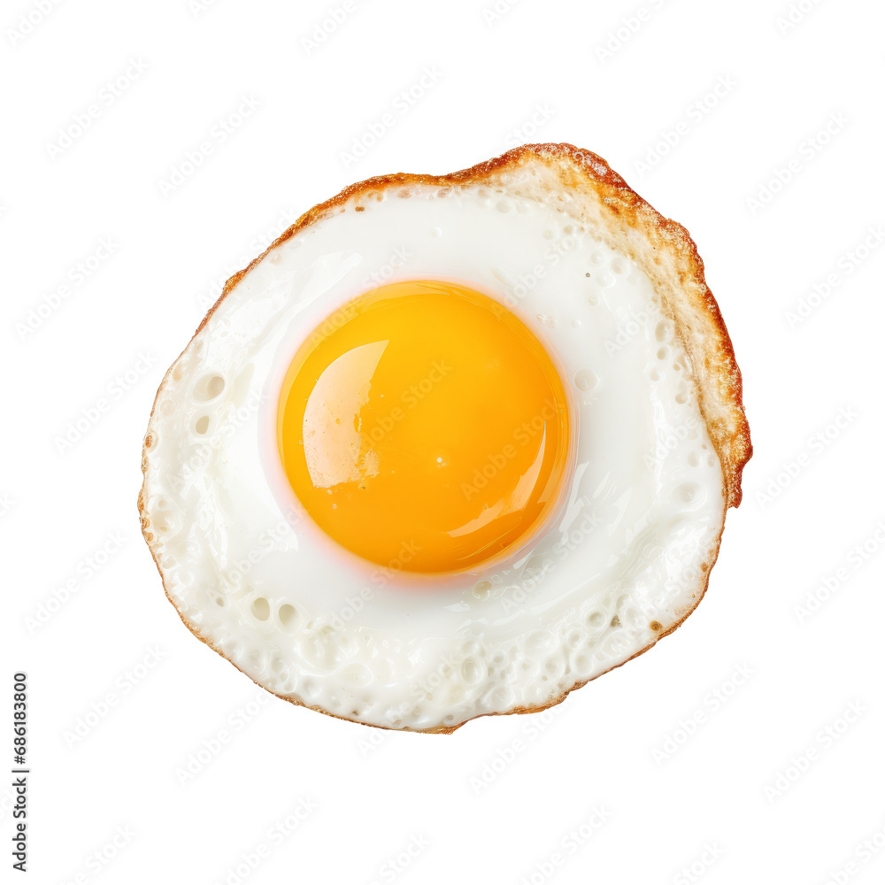 Fried egg isolated on transparent background. AI generated. Fried egg isolated on transparent background. AI generated.