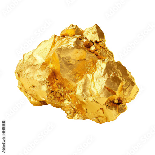 Gold nugget isolated on transparent background. AI generated.