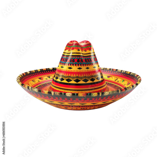 Mexican sombrero hat isolated on transparent background. AI generated.