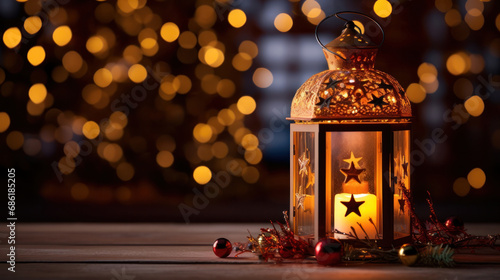 Christmas Lantern On Snow In Evening Scene © vetre