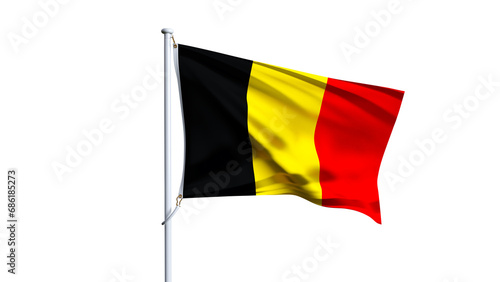 3D render of belgium flag isolated on white background, waving flag of belgium