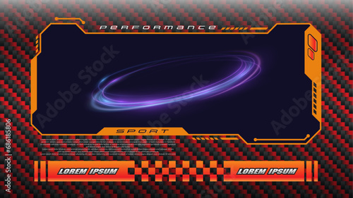 Abstact sports racing background hi tech futuristic vitual screen. Carbon kevlar concept