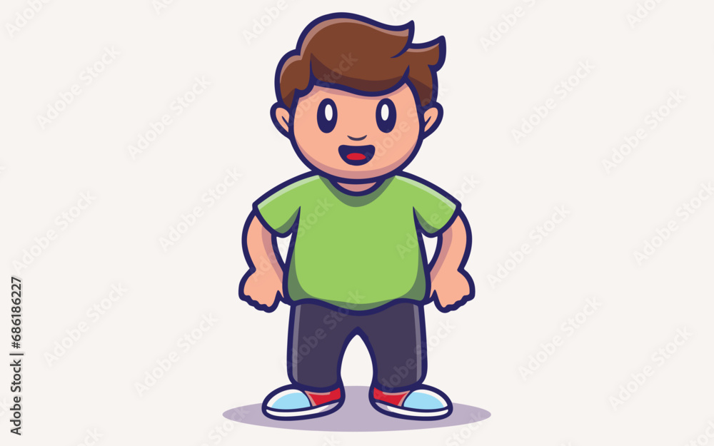 cartoon illustration of a boy with a smile