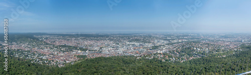 aerial panoramic cityscape from TV-tower, Stuttgart, Germany