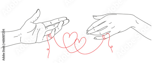 hand with a heart line art vector illustration, valentine day clip art