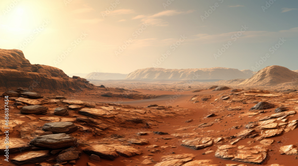 Imaginary Martian-like landscape
