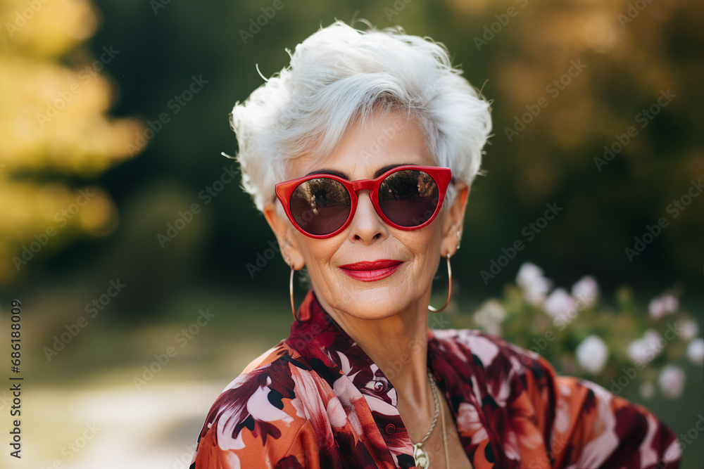 Generative ai portrait of beautiful elderly lady model nice appearance Generative ai portrait of beautiful elderly lady model nice appearance