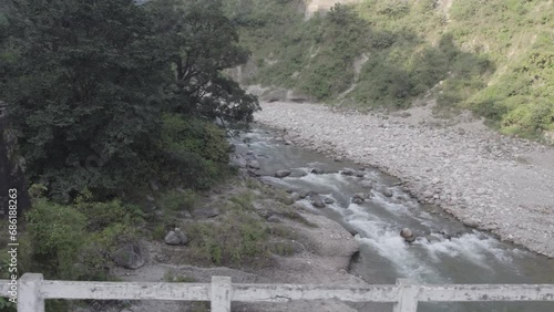 River crossing in the mountains of Kangra Valley, Himachal photo