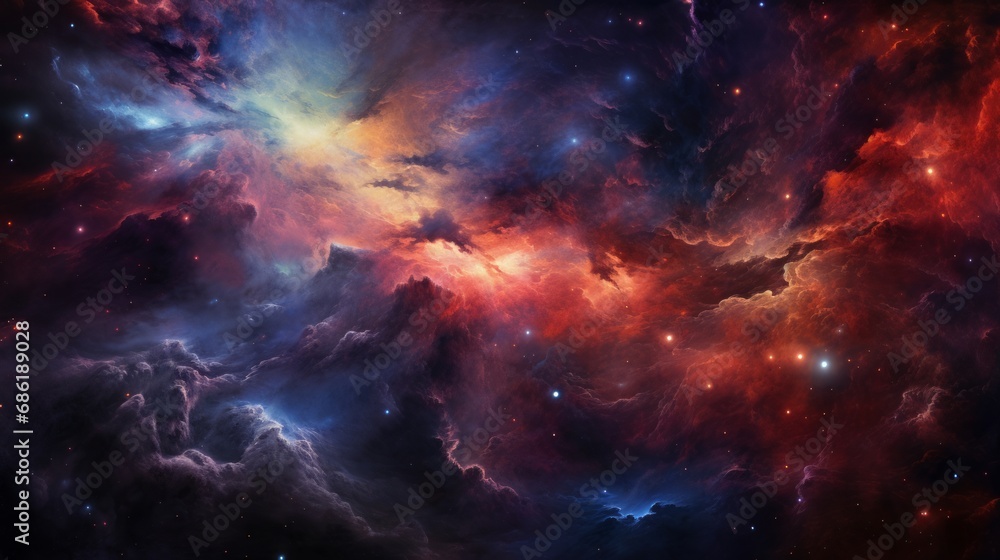 hyperreal illustration of a colorful galaxy, copy space, 16:9 hyperreal illustration of a colorful galaxy, copy space, 16:9