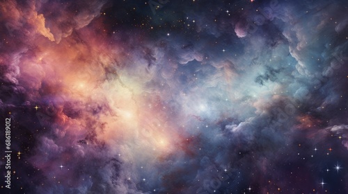 hyperreal illustration of a colorful galaxy, copy space, 16:9