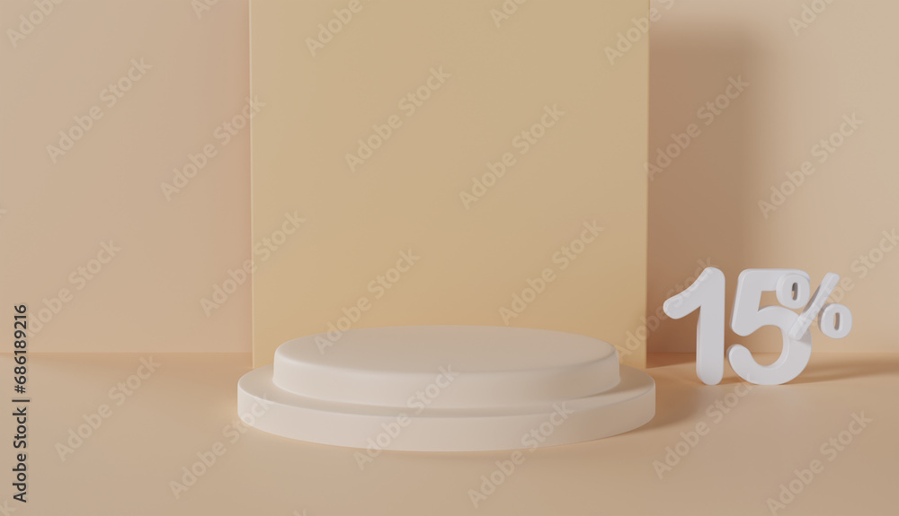 Product Display Podium with 15 Percent Off on Pastel Color Background Product Display Podium with 15 Percent Off on Pastel Color Background