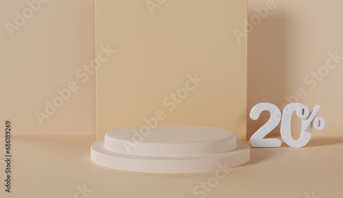 Product Display Podium with 20 Percent Off on Pastel Color Background