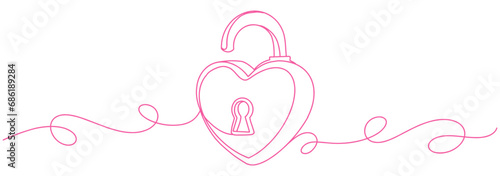 Padlock love line art style vector 