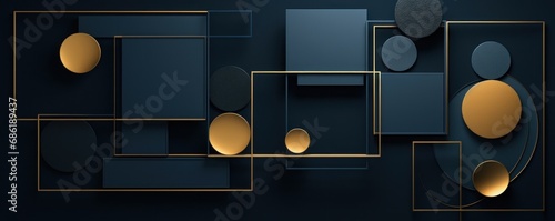 blue and gold square circles, with a blue background