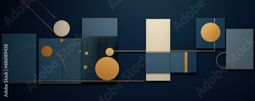 blue and gold square circles, with a blue background