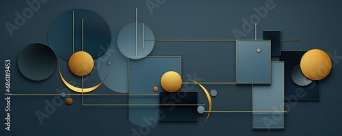 blue and gold square circles, with a blue background