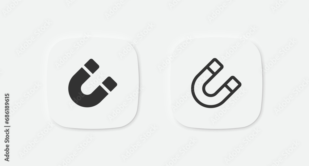 Magnet icon. Electromagnetic sign. Horseshoe symbol. Physics force icons. Vector isolated sign. Magnet icon. Electromagnetic sign. Horseshoe symbol. Physics force icons. Vector isolated sign.