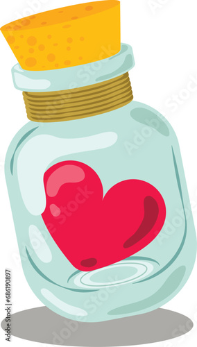 love potion, heart in a jar, feelings, confession of love, love card, design elements