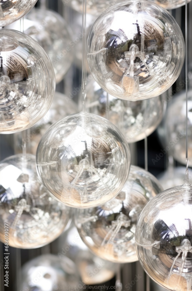 silver and clear frosted glass ornament balls