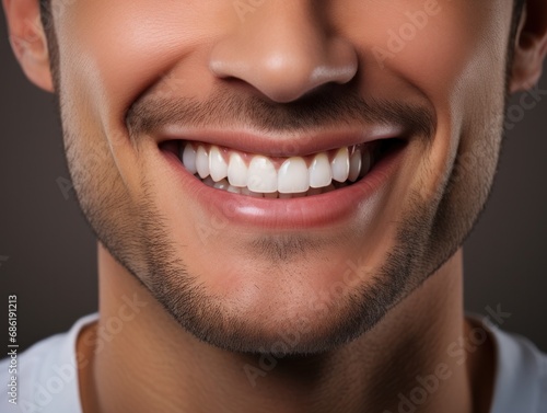 smiling young man with porcelain veneers.