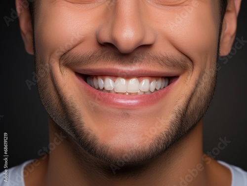 smiling young man with porcelain veneers.