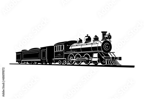 silhouette of the old train vector illustrator, vintage train.