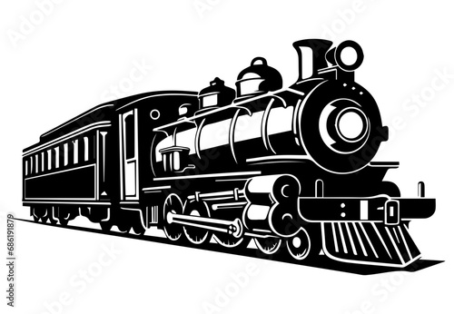 silhouette of the old train vector illustrator, vintage train.