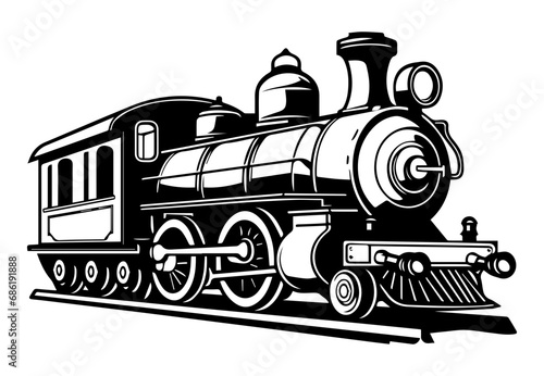 silhouette of the old train vector illustrator, vintage train.
