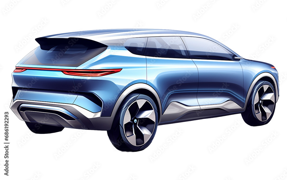 The All-Electric Premium Crossover Concept Isolated on Transparent Background PNG.