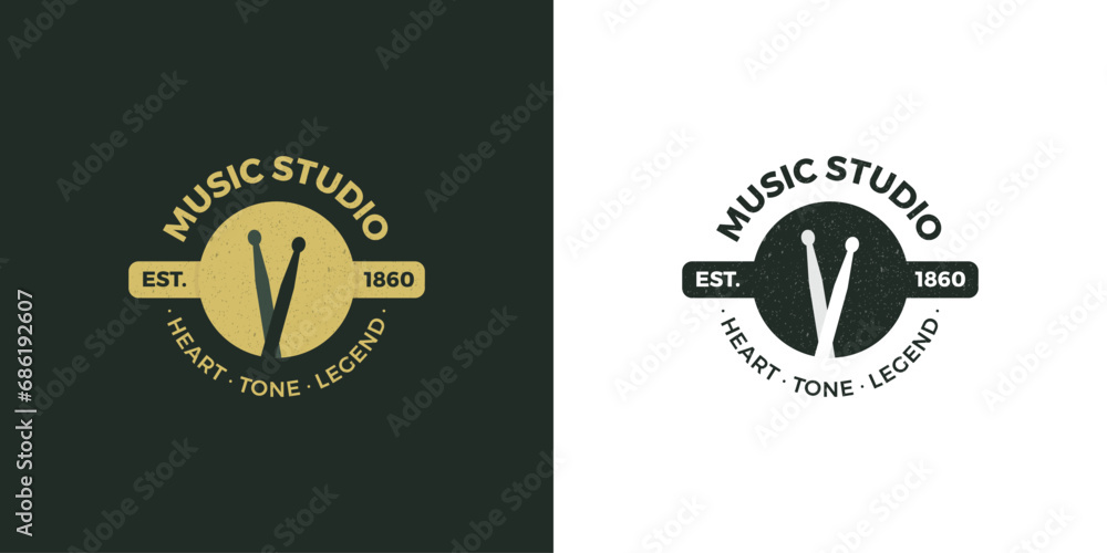 Fototapeta premium Music Studio Guitar Store Grunge Logo Artwork