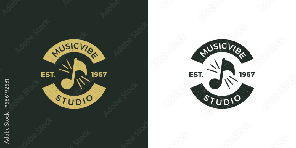 Fototapeta premium Music Studio Guitar Store Grunge Logo Artwork