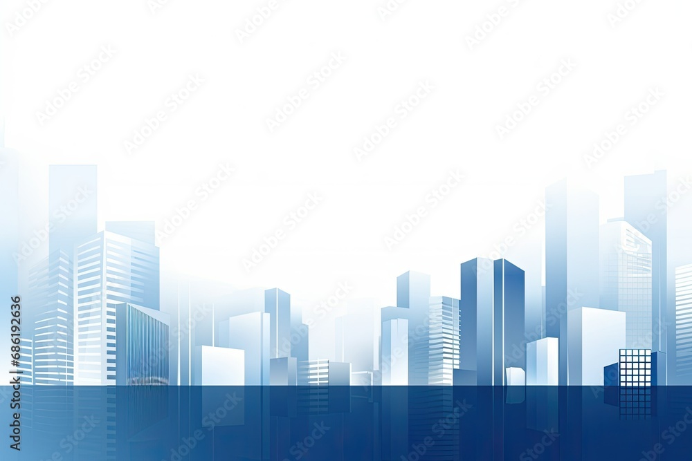 business background with blue city building silhouette