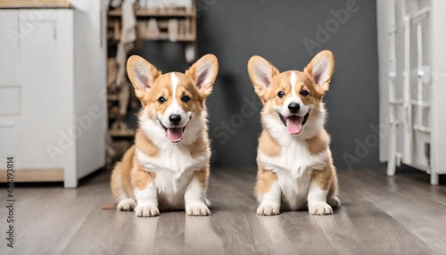 two dogs sitting on the floor