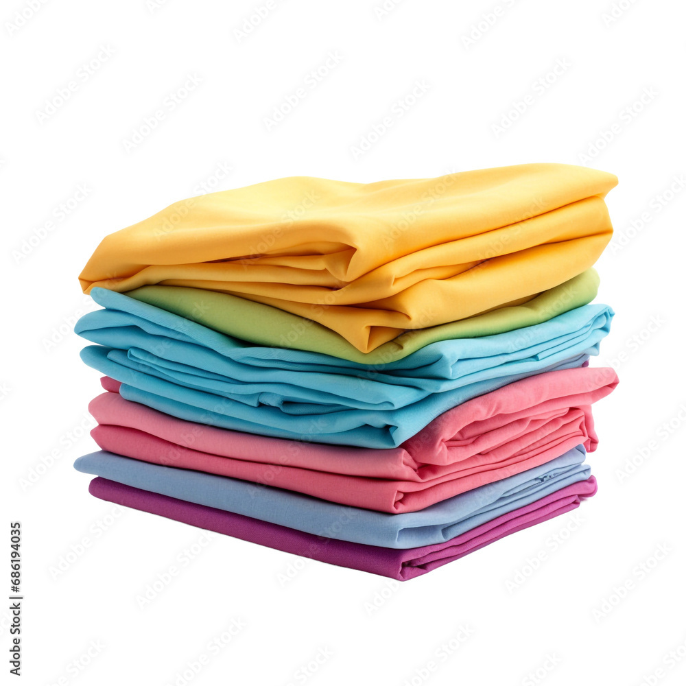 A pile of vibrant napkins isolated on transparent background