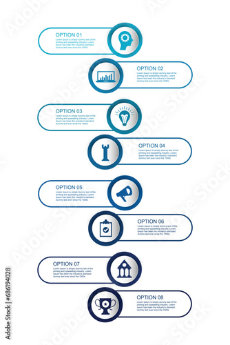 Vector Infographic label design template with icons and 8 options or steps. Can be used for process diagram, presentation