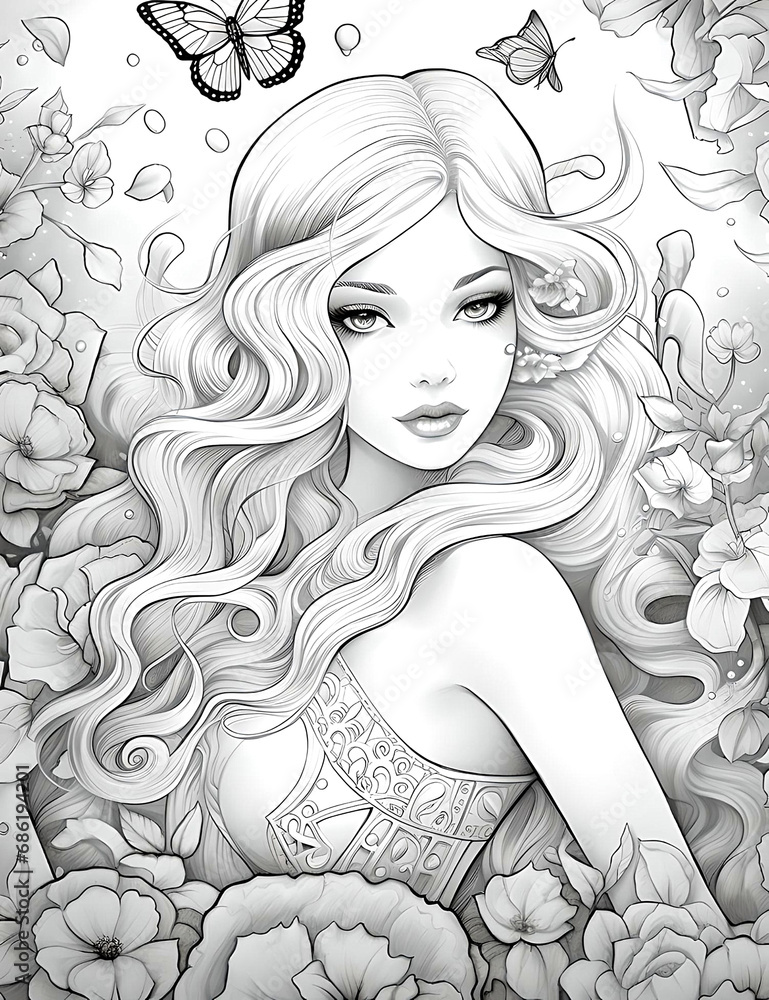 Princess coloring pages, Princess illustrations, beautiful princesses