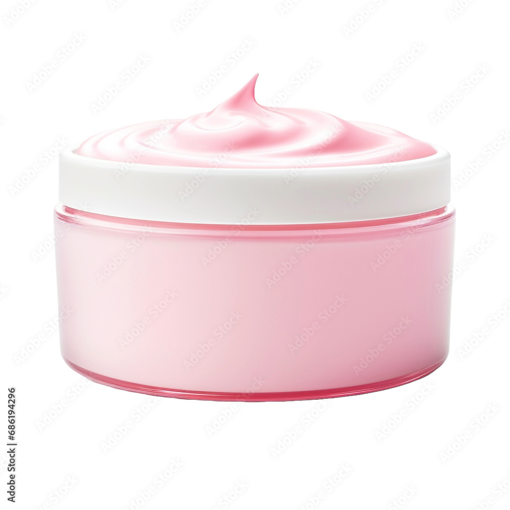 A pink and white container of cream isolated on transparent background A pink and white container of cream isolated on transparent background